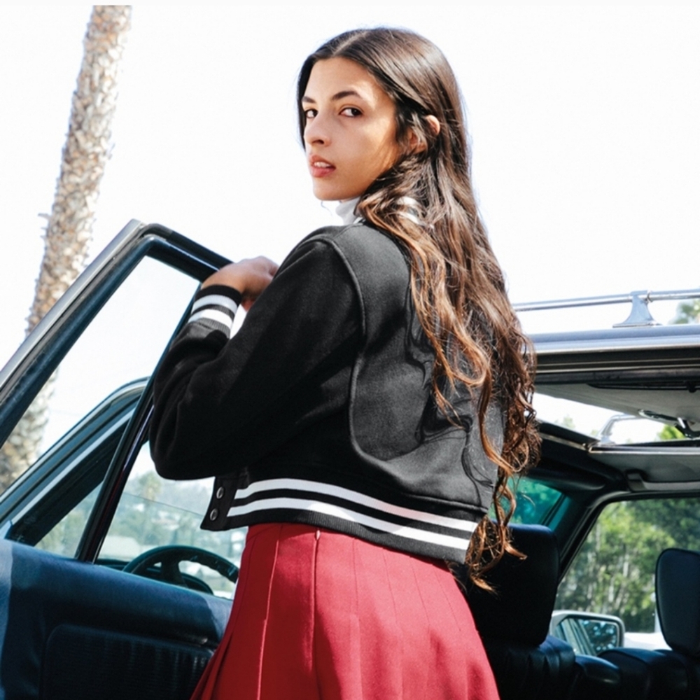 American Apparel black cropped varsity jacket